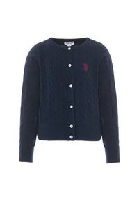 Cardigan girocollo a treccia