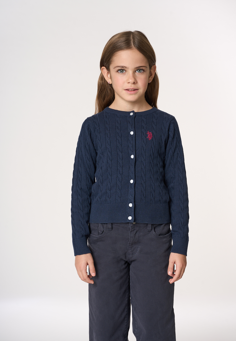 Cardigan girocollo a treccia