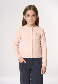 Cardigan girocollo a treccia