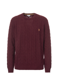 Maglia girocollo a treccia misto lana merino riciclata