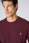 Maglia girocollo a treccia misto lana merino riciclata