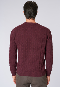 Maglia girocollo a treccia misto lana merino riciclata