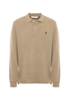 Polo shirt a maniche lunghe in cotone interlock melange
