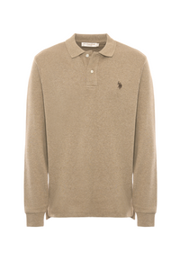 Polo shirt a maniche lunghe in cotone interlock melange