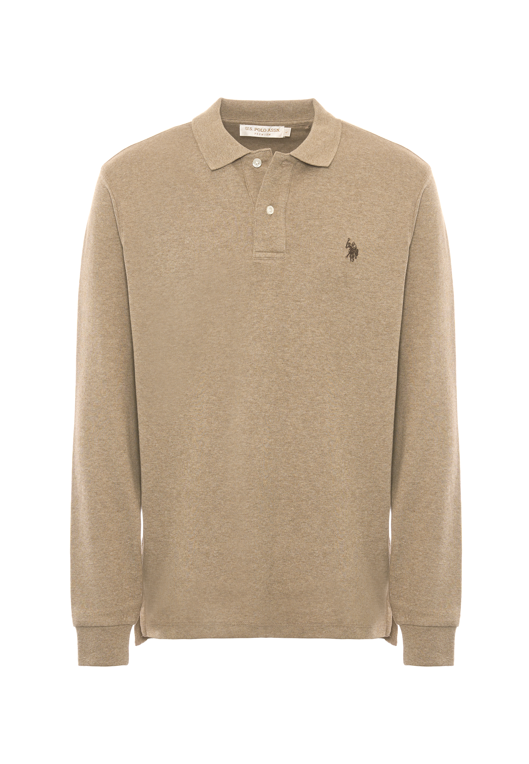 Polo shirt a maniche lunghe in cotone interlock melange
