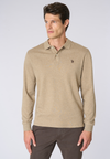 Polo shirt a maniche lunghe in cotone interlock melange