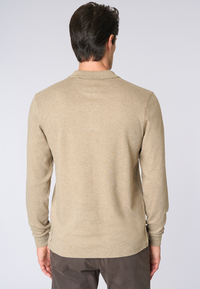 Polo shirt a maniche lunghe in cotone interlock melange