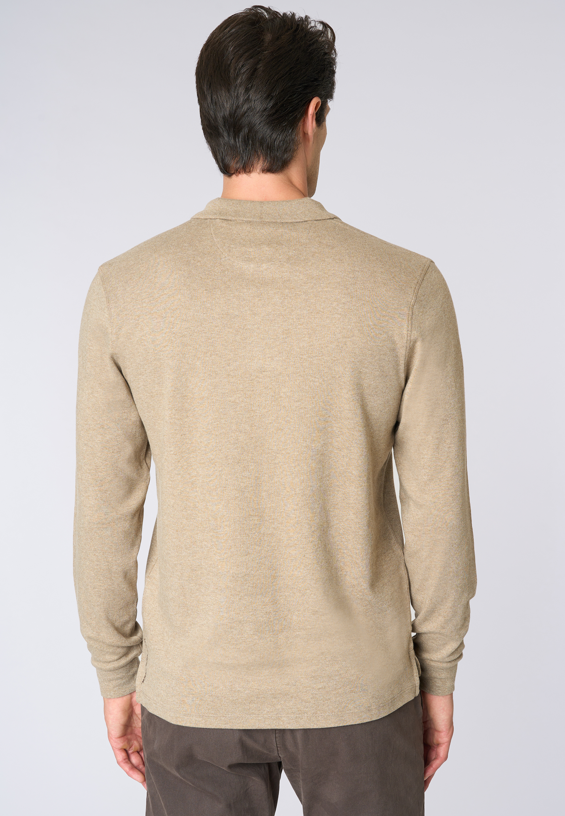 Polo shirt a maniche lunghe in cotone interlock melange