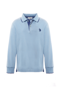Polo shirt a maniche lunghe in cotone stretch con logo