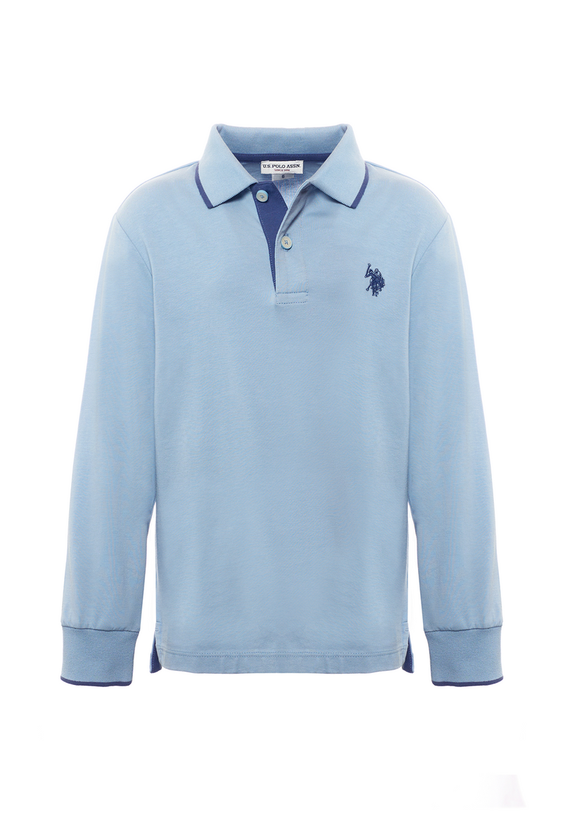 Polo shirt a maniche lunghe in cotone stretch con logo