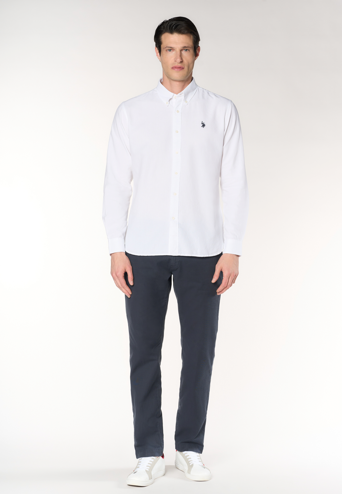 Camicia da uomo slim fit in oxford pin point con colletto button down