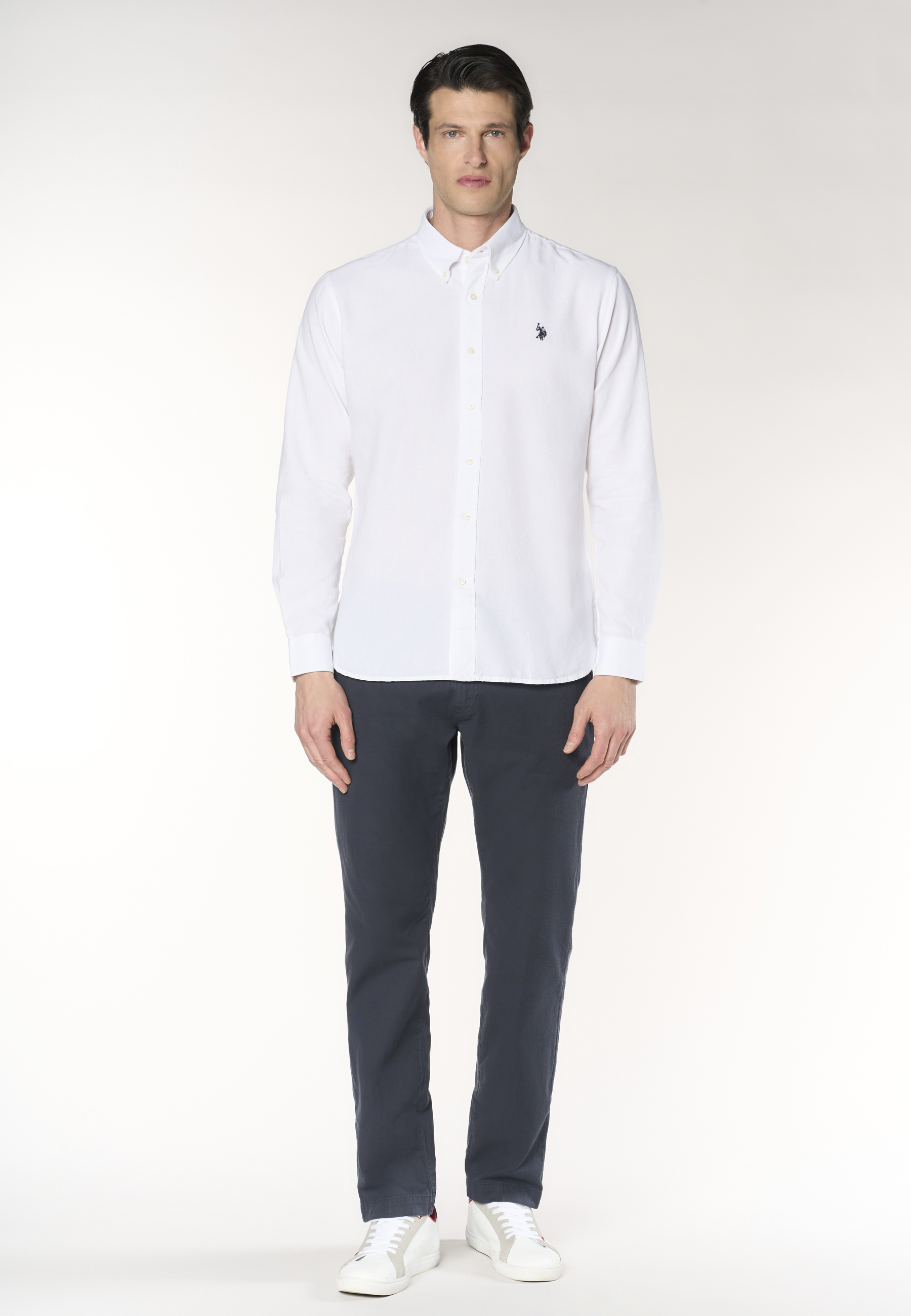 Camicia da uomo slim fit in oxford pin point con colletto button down