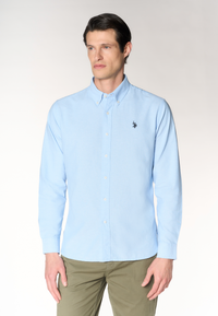 Camicia da uomo slim fit in oxford pin point con colletto button down