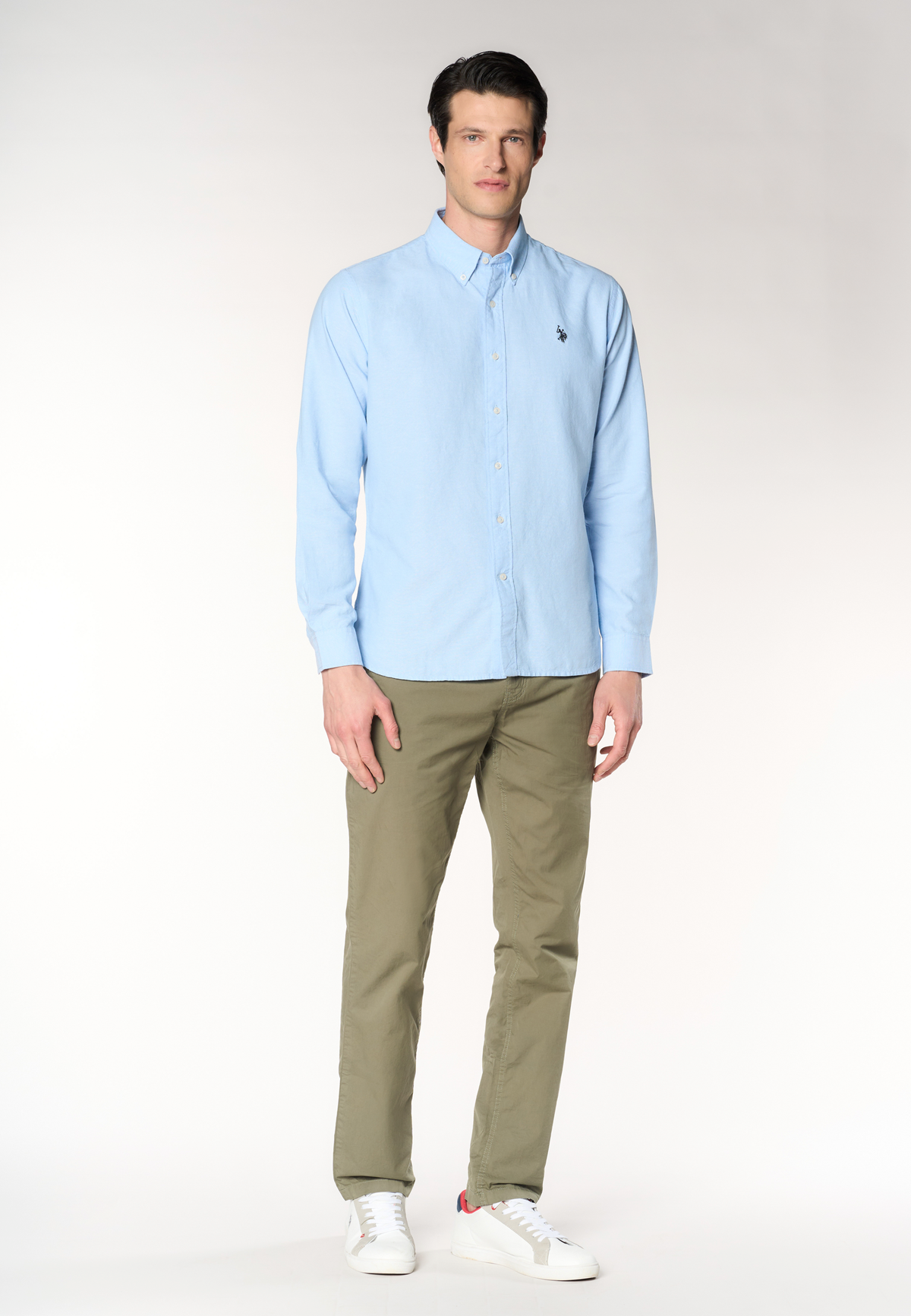 Camicia da uomo slim fit in oxford pin point con colletto button down