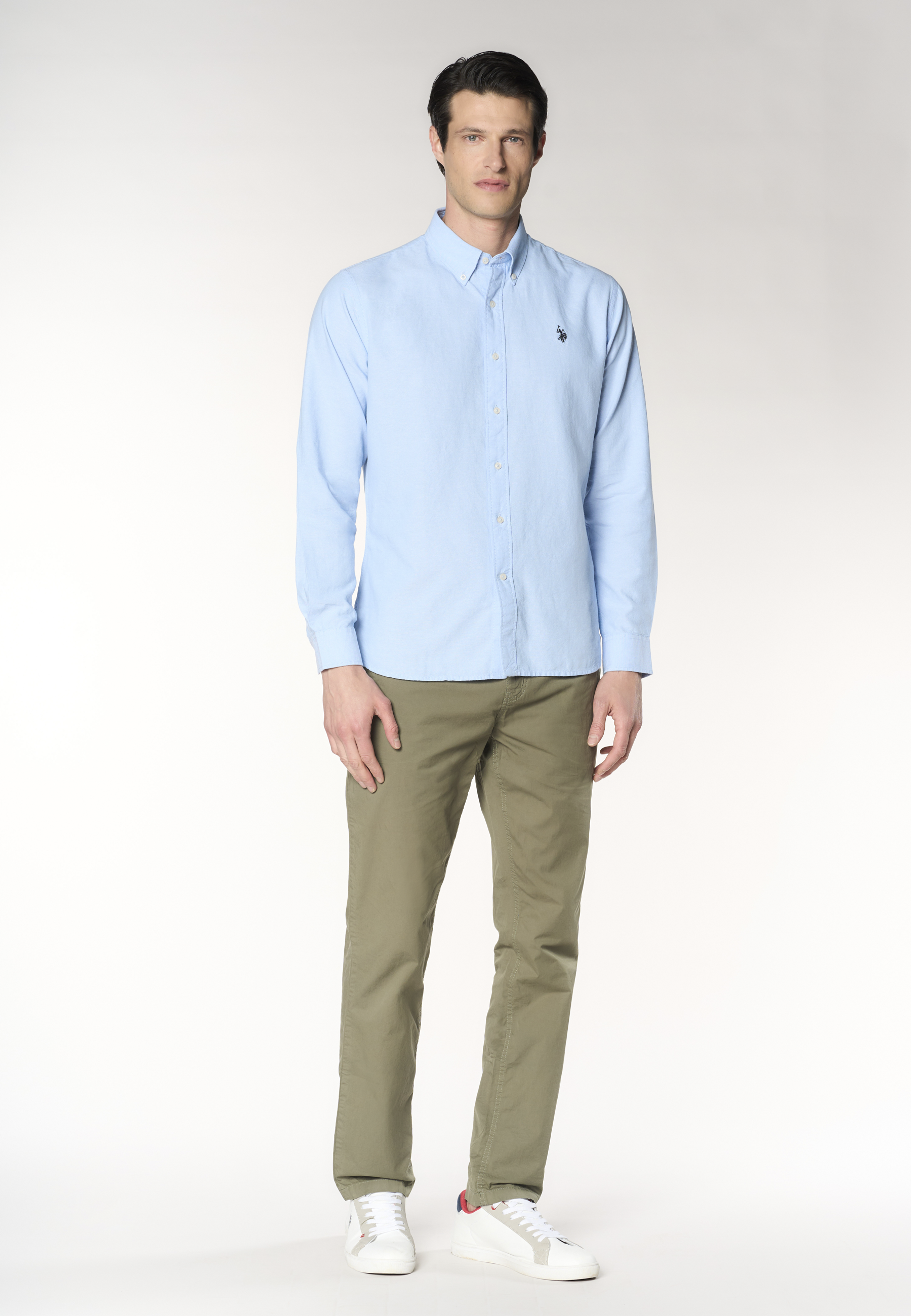 Camicia da uomo slim fit in oxford pin point con colletto button down