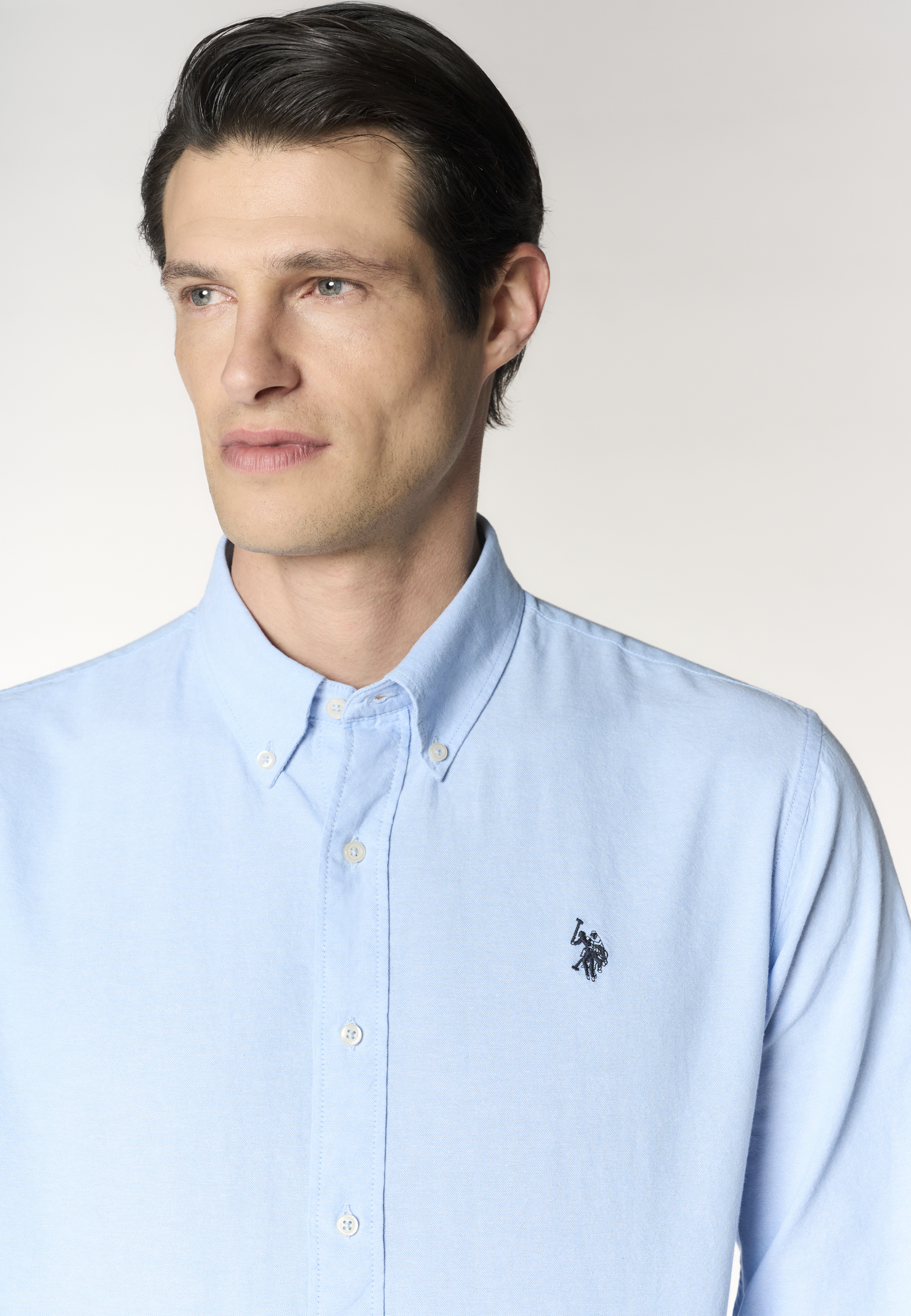 Camicia da uomo slim fit in oxford pin point con colletto button down