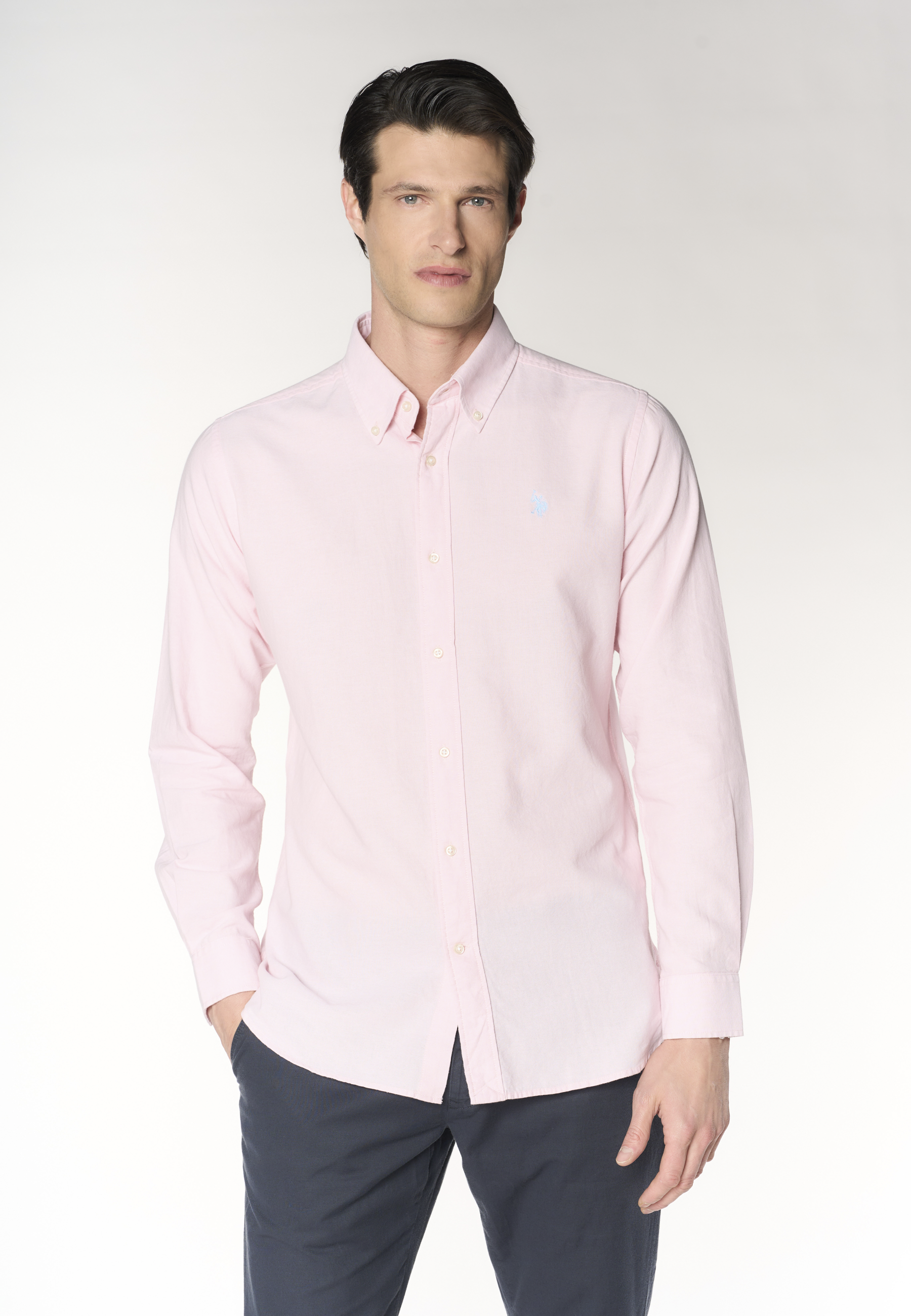 Camicia da uomo slim fit in oxford pin point con colletto button down