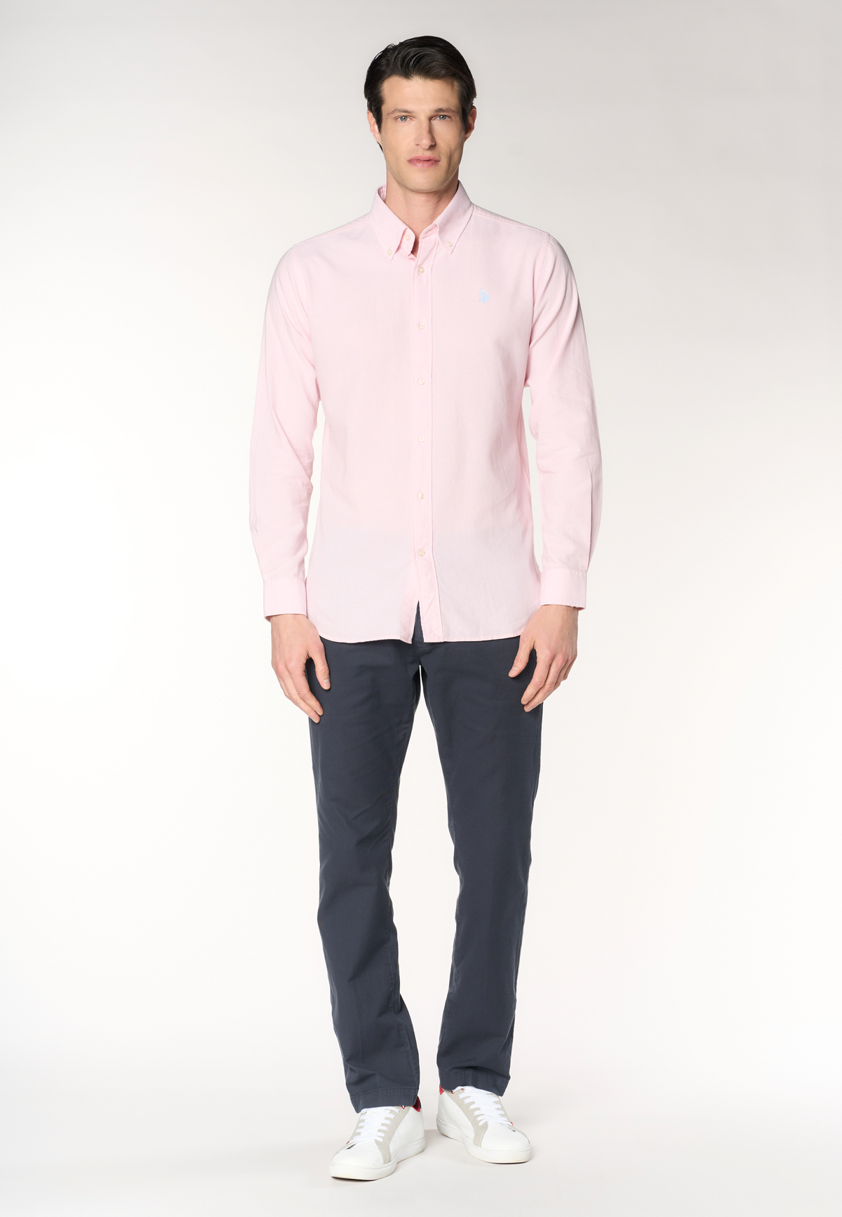 Camicia da uomo slim fit in oxford pin point con colletto button down