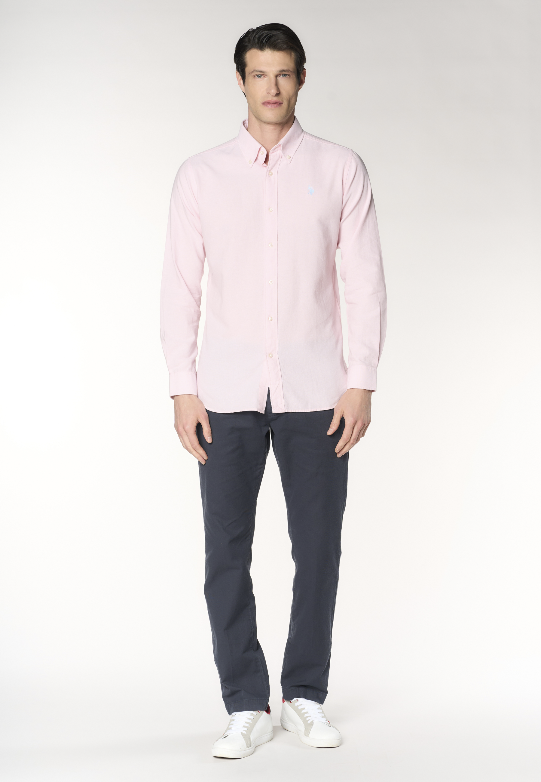 Camicia da uomo slim fit in oxford pin point con colletto button down