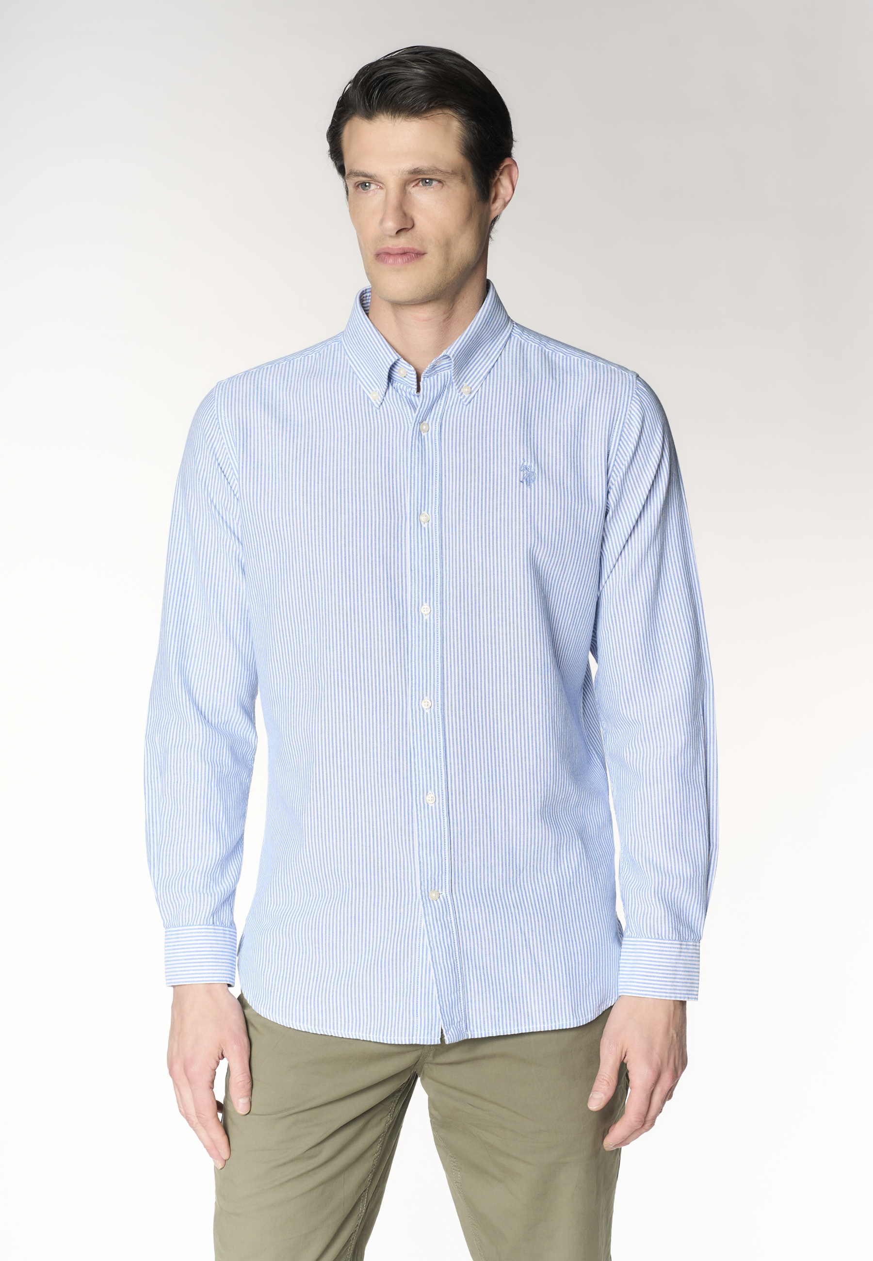 Camicia da uomo slim fit in oxford pin point con colletto button down