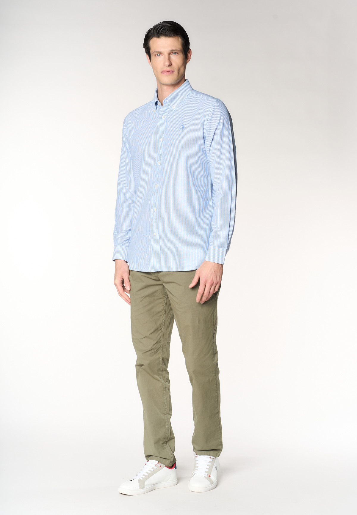 Camicia da uomo slim fit in oxford pin point con colletto button down