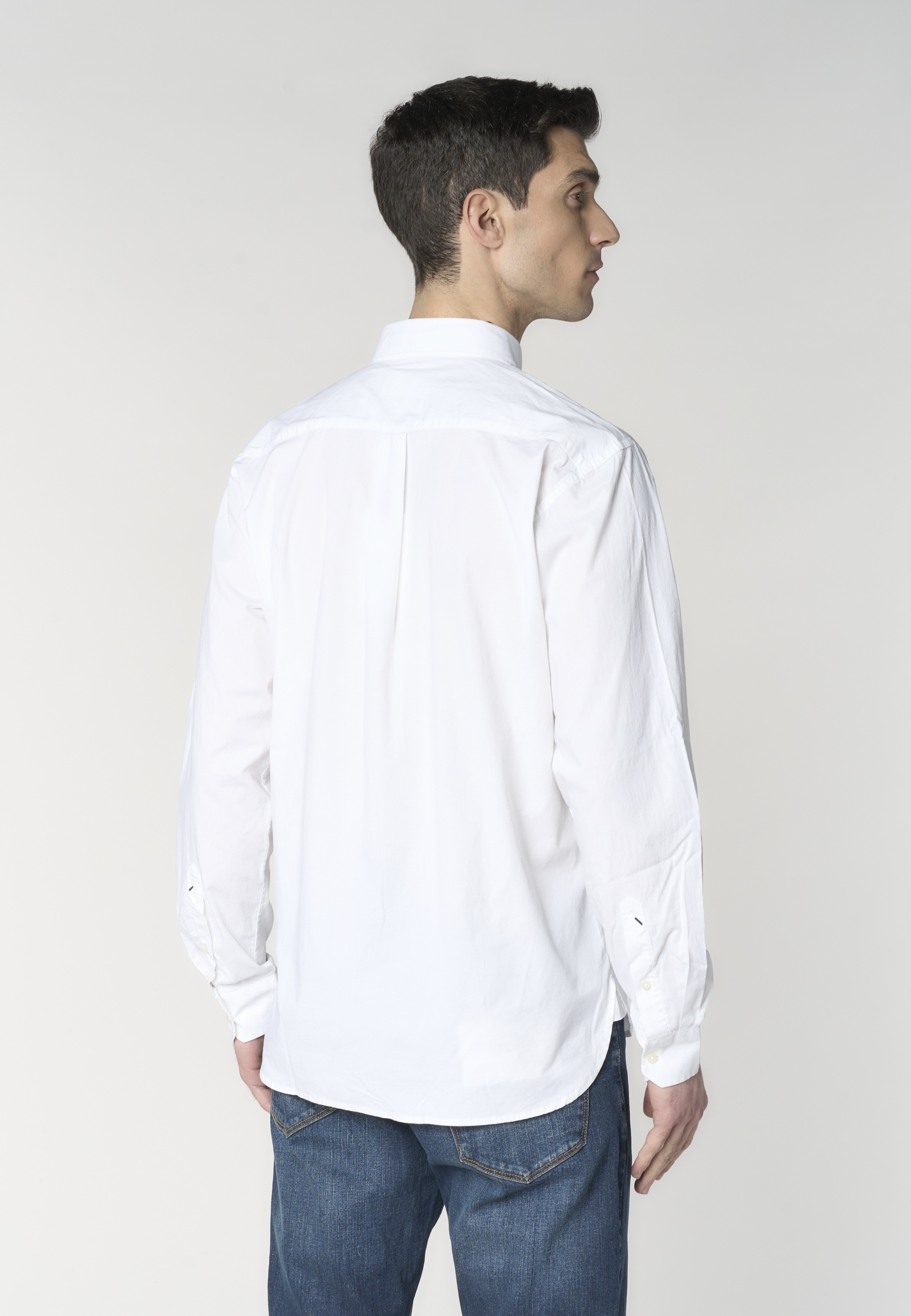 Camicia da uomo in cotone regular fit con colletto button down
