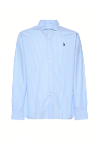 Camicia da uomo in cotone a righe con colletto alla francese