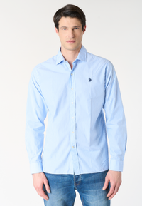 Camicia da uomo in cotone a righe con colletto alla francese