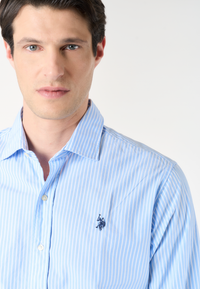 Camicia da uomo in cotone a righe con colletto alla francese