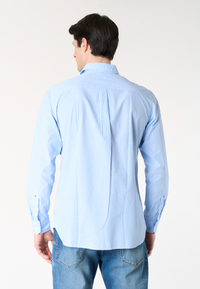 Camicia da uomo in cotone a righe con colletto alla francese
