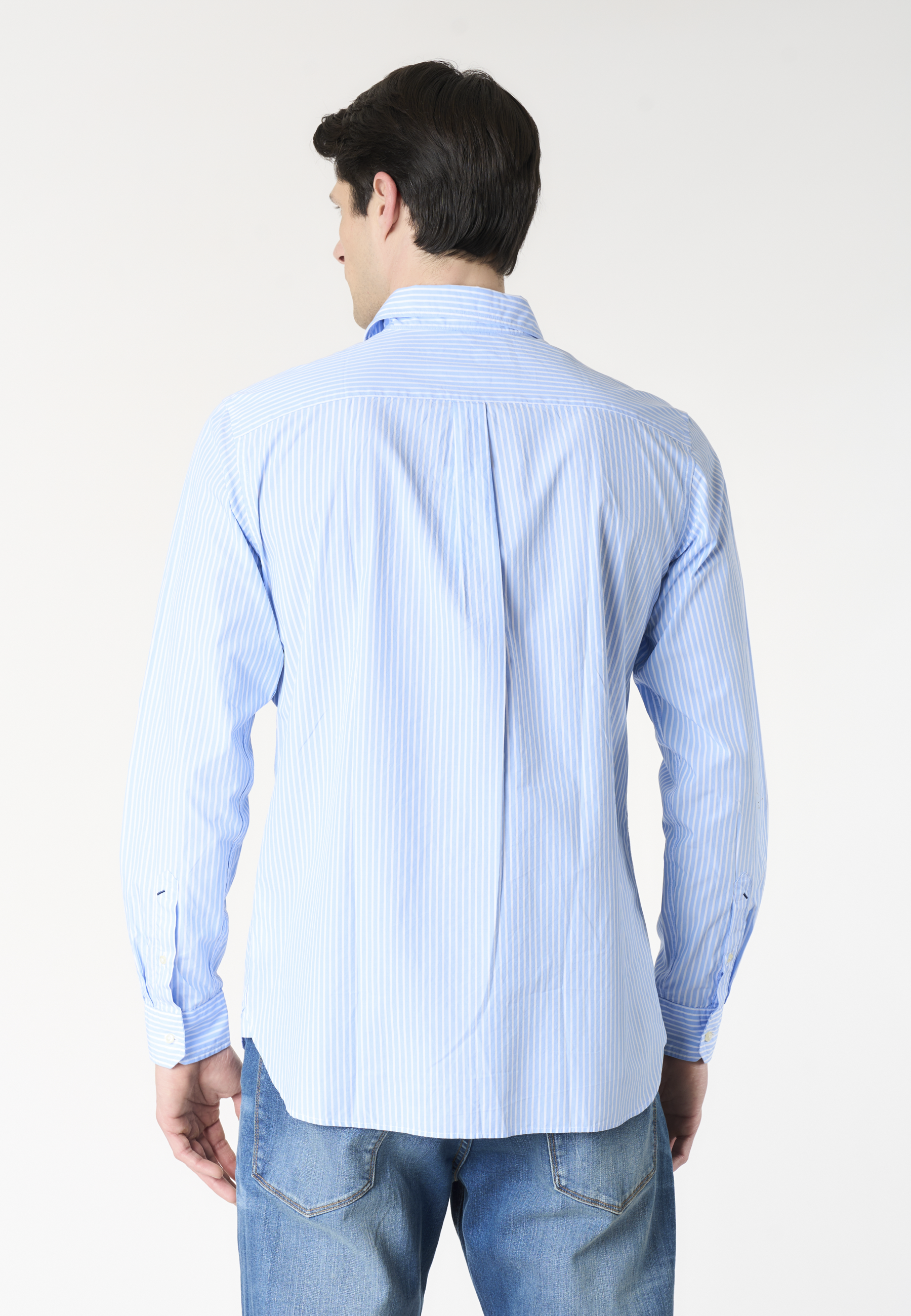 Camicia da uomo in cotone a righe con colletto alla francese