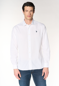 Camicia slim fit da uomo in cotone stretch con colletto alla francese