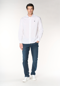 Camicia slim fit da uomo in cotone stretch con colletto alla francese