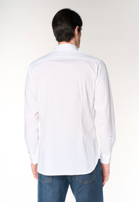Camicia slim fit da uomo in cotone stretch con colletto alla francese