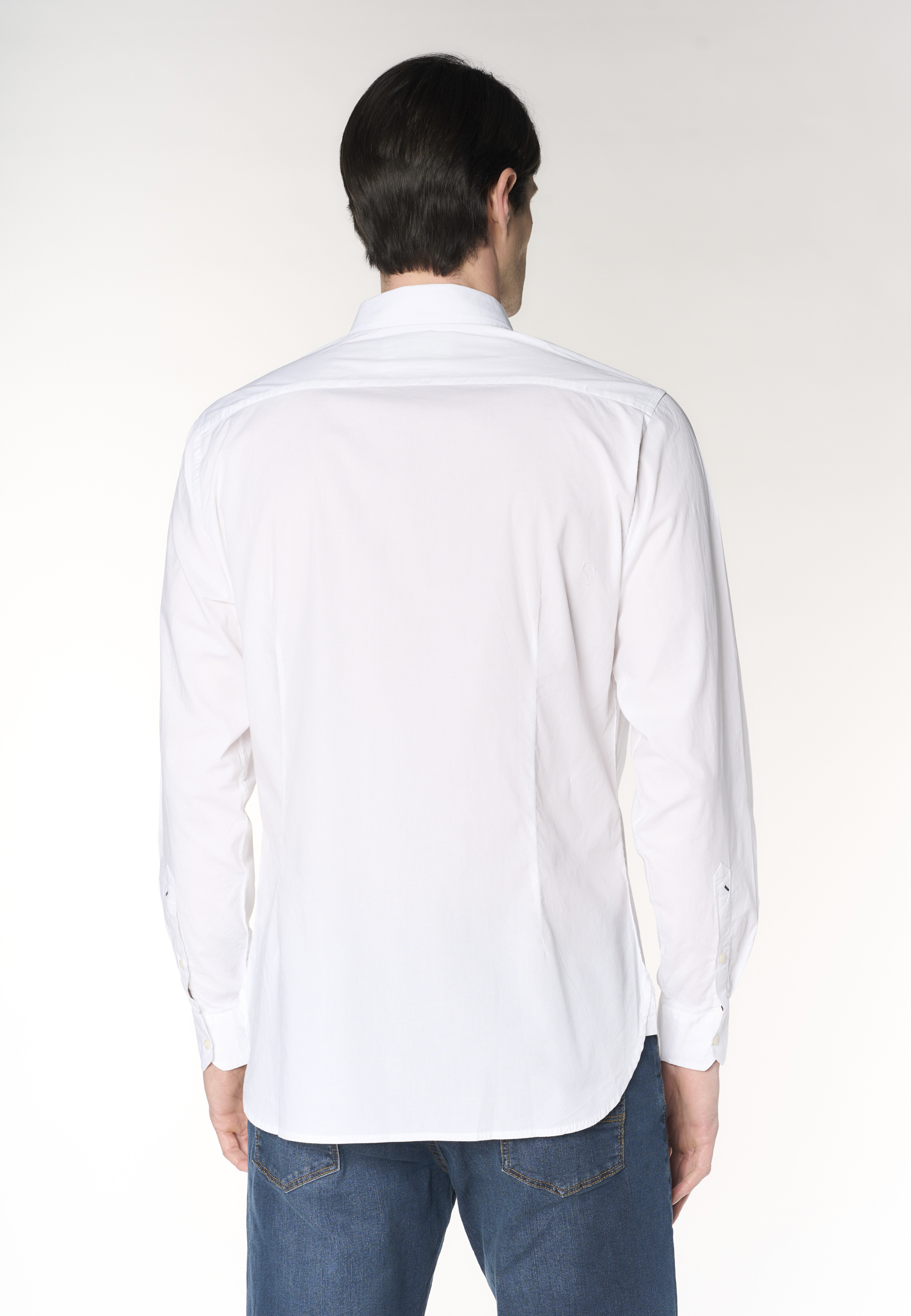 Camicia slim fit da uomo in cotone stretch con colletto alla francese