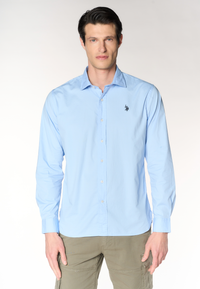 Camicia slim fit da uomo in cotone stretch con colletto alla francese