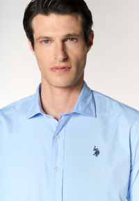 Camicia slim fit da uomo in cotone stretch con colletto alla francese