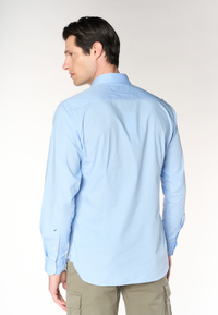 Camicia slim fit da uomo in cotone stretch con colletto alla francese