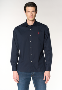 Camicia slim fit da uomo in cotone stretch con colletto alla francese