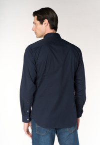 Camicia slim fit da uomo in cotone stretch con colletto alla francese