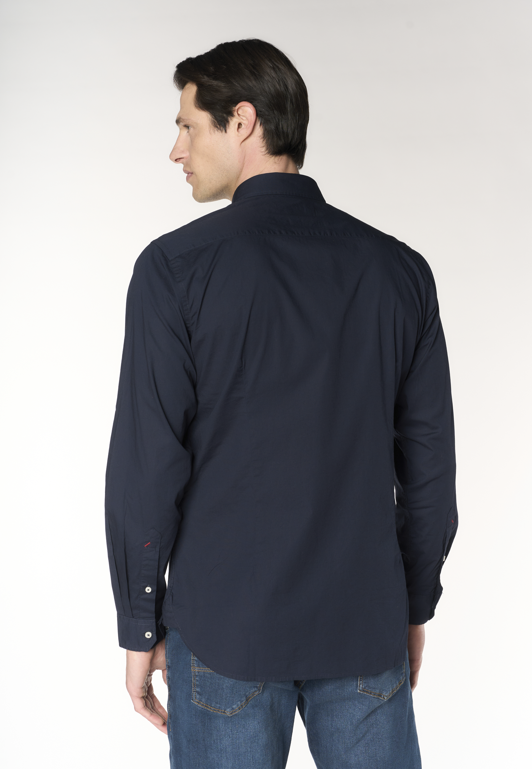 Camicia slim fit da uomo in cotone stretch con colletto alla francese