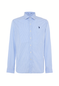 Camicia da uomo a righe slim fit con colletto alla francese