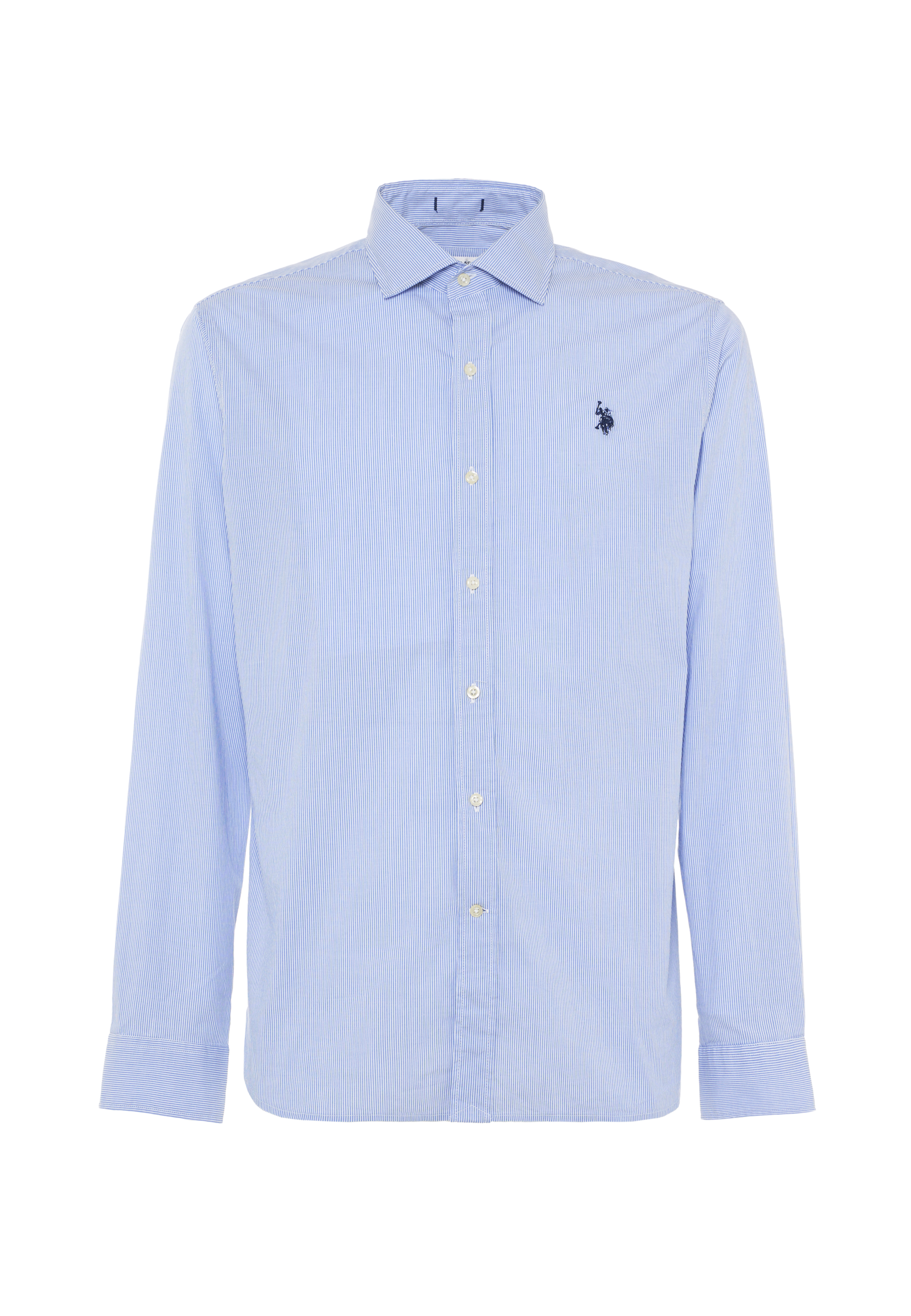 Camicia da uomo a righe slim fit con colletto alla francese