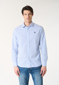 Camicia da uomo a righe slim fit con colletto alla francese