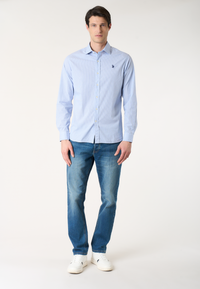 Camicia da uomo a righe slim fit con colletto alla francese