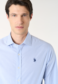 Camicia da uomo a righe slim fit con colletto alla francese