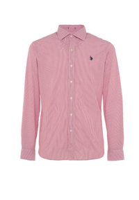 Camicia da uomo a righe slim fit con colletto alla francese