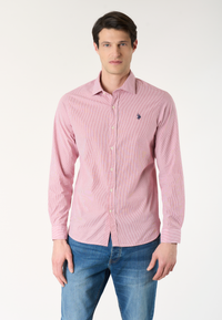 Camicia da uomo a righe slim fit con colletto alla francese
