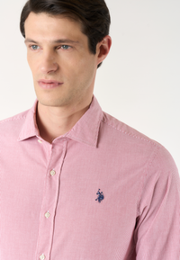 Camicia da uomo a righe slim fit con colletto alla francese