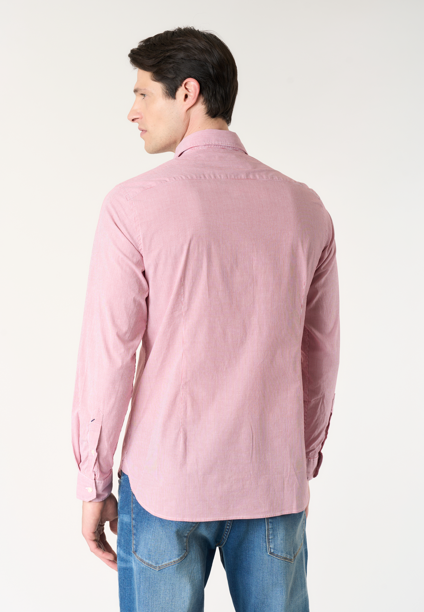 Camicia da uomo a righe slim fit con colletto alla francese